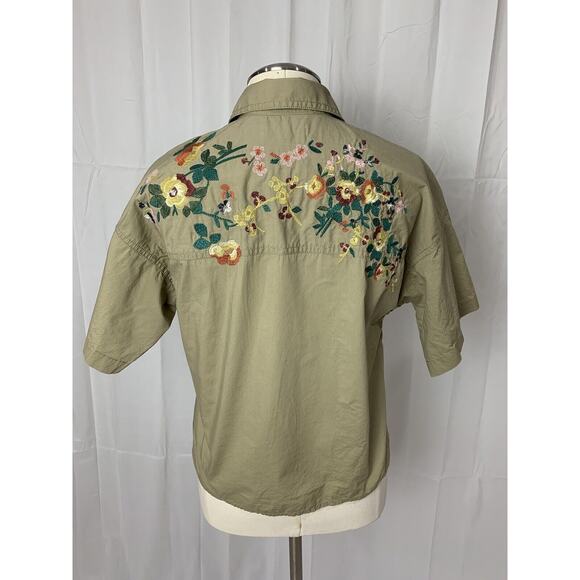 Madewell Woman’s Button-Up Tie Front Camp Shirt Embroidered Floral Pattern S - Picture 1 of 12